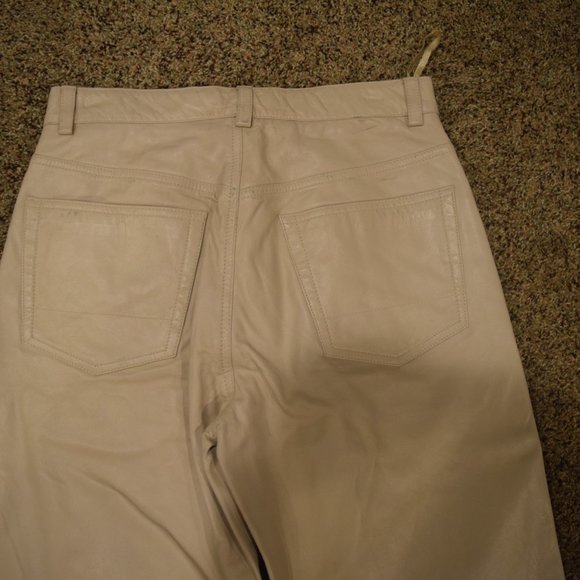 WOMENS DKNY TAN/BEIGE LEATHER PANTS - Picture 4 of 4